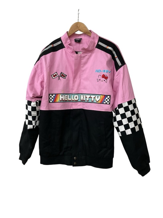 Hello Kitty Jackets & Blazers - Hello Kitty Pink & Black Racing Jacket with Checkerboard Accents